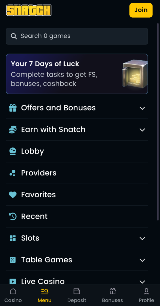 mobile snatch casino